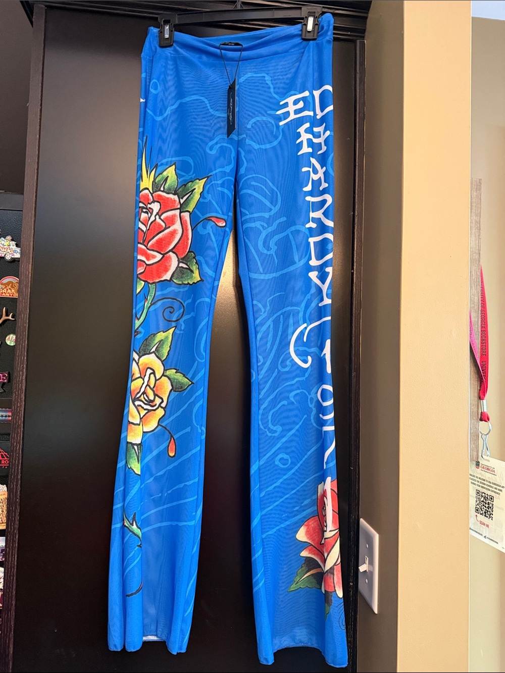 Blue Floral Print Ed Hardy swim Flared pants